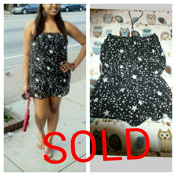 Charlotte Russe Pants - Black &  white romper with star designs