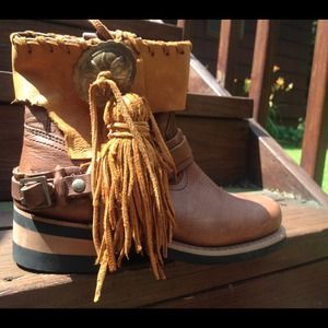 Leather fringe boots**only worn once**