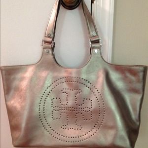 Tory Burch Metallic Saffiano Burch Tote