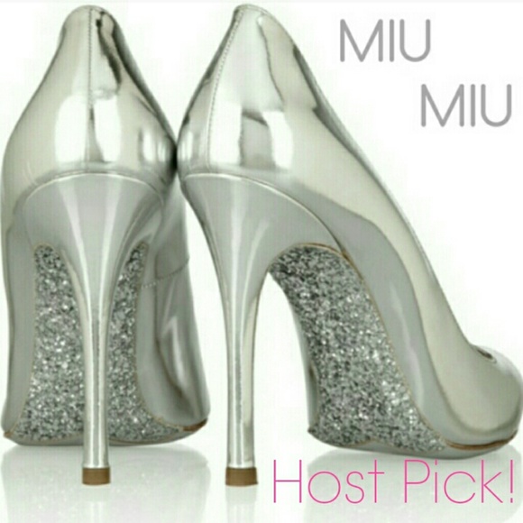 HP* Miu Miu Silver Glitter Mirror Pumps High Heals