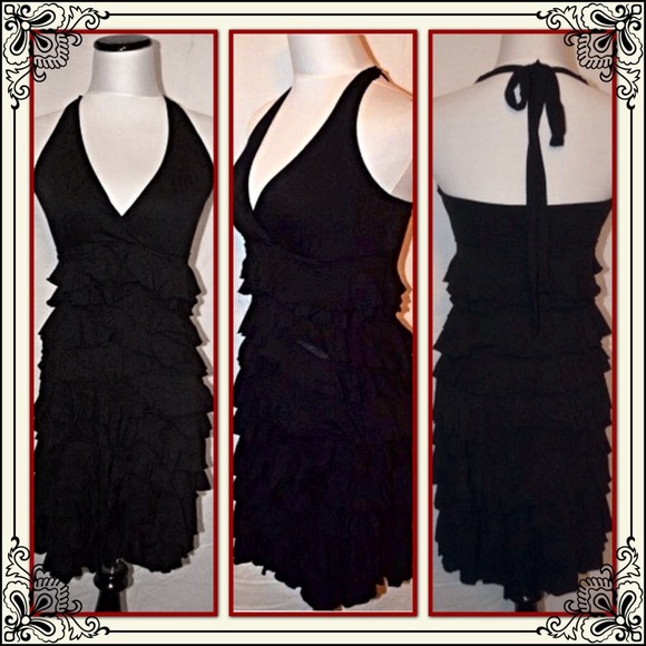 Fab & Sexy Express Black Tier Halter Dress Size XS