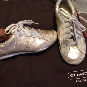 Authentic Gold coach sneakers!! Size 6