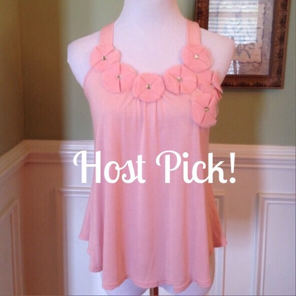 Candies Tops - Pink Tank w/ Chiffon Appliqes