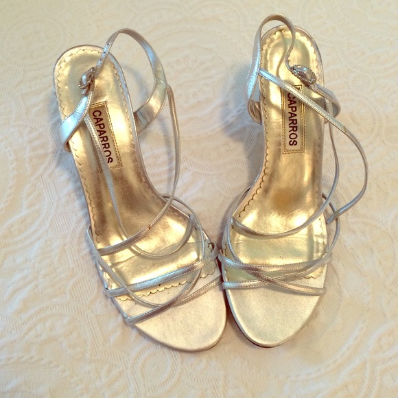 Caparros Silver Strappy Heals