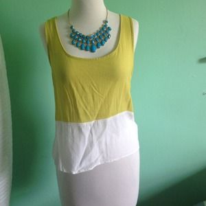 Lime and white colorblock tank!