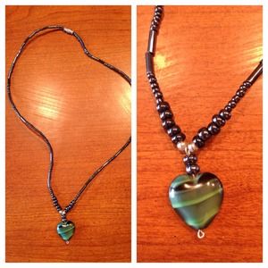Marked down༄Black and green Heart necklace
