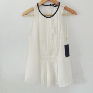 Zara white chiffon blouse with pleats