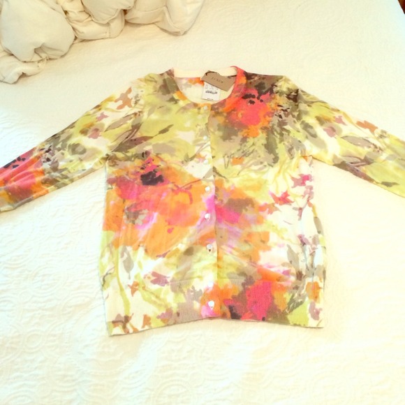 J crew floral cotton sweater NWT