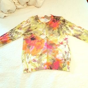 J crew floral cotton sweater NWT