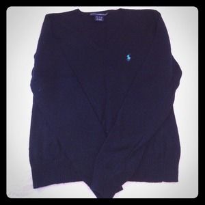 Ralph Lauren Black Wool V Neck Sweater