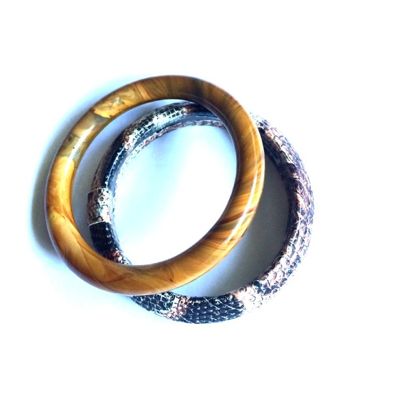 SALE: Snakeskin and hard ivory bracelets