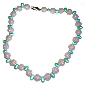 Turqoise pearl & lavendar bead necklace.