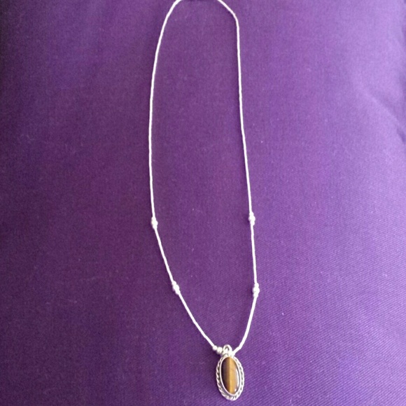 Genuine Tiger eye sterling silver necklace