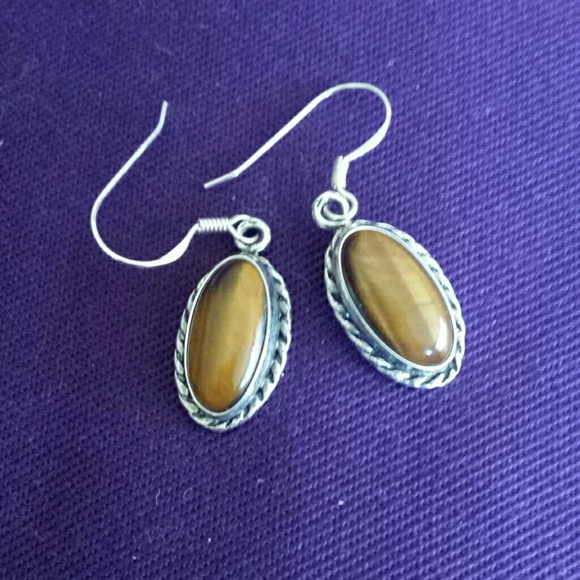 Sterling silver tiger eye earrings