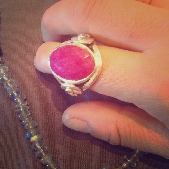 Ruby and sterling silver ring