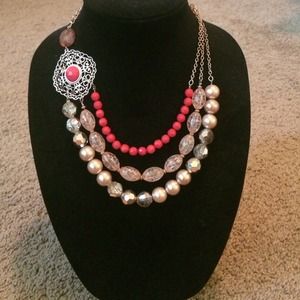 Gold and coral statement necklace