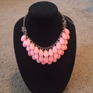 Coral Tear drop statement necklace