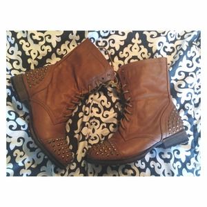 brown combat boots with studs