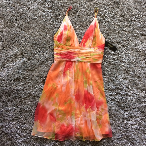 Laundry by Shelli Segal orange floral dress Size 2 - Picture 1 of 3