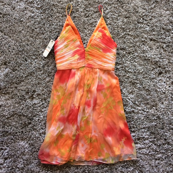 Laundry by Shelli Segal orange floral dress Size 2 - Picture 3 of 3