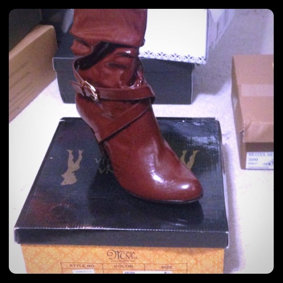Brown leather boots