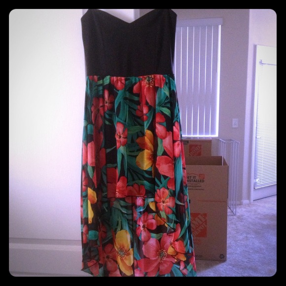 High low strapless dress