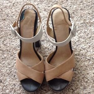 Aldo Nude Black Color Block Heels