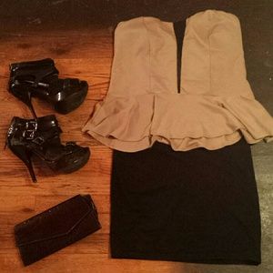 Plus size peplum w/ mesh insert