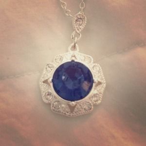 Sapphire Pendant Necklace and Earrings Set