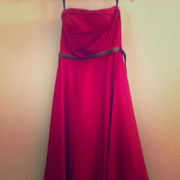 Red formal tea length gown - Picture 1 of 4