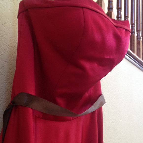 Red formal tea length gown - Picture 2 of 4