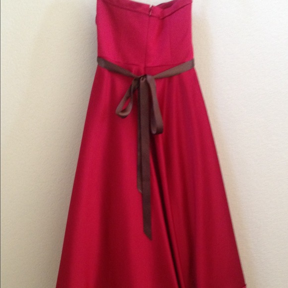 Red formal tea length gown - Picture 3 of 4