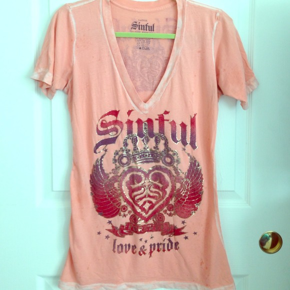 Sinful pastel orange v neck