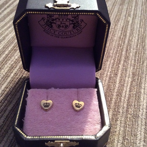 Juicy Couture Jewelry - Juicy Couture Gold Stud Earrings with Box