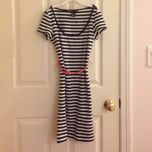 Navy blue classy stripe summer dress