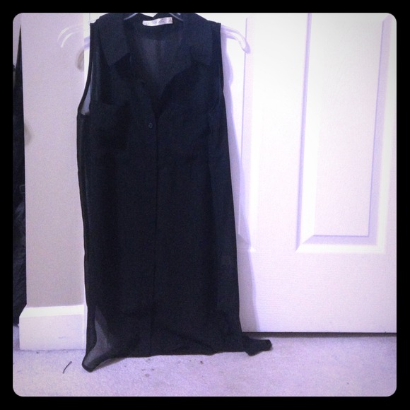 Long black sheer shirt