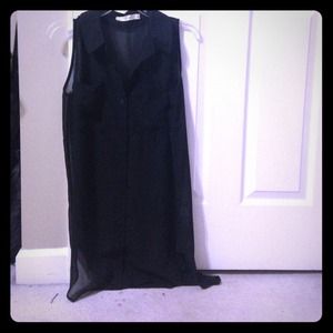 Long black sheer shirt