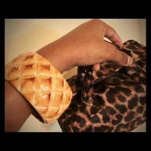 Gold Bangle Bracelet with brown detailing