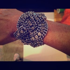 Chunky silver and crystal cuff. So cool!