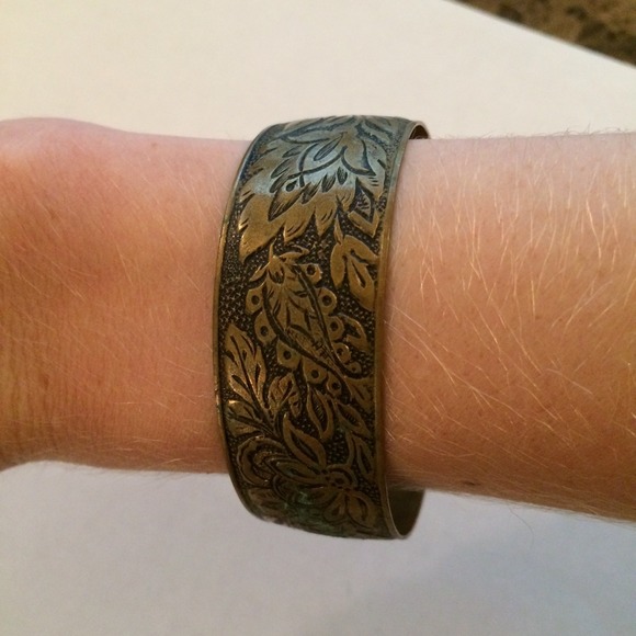 Antique brass filigree bangle/cuff