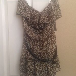 Leopard belted tube top
