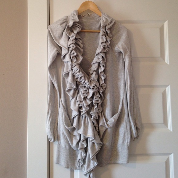 Anthropologie ruffled button up sweater