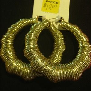 Gold threaded bamboo hoops