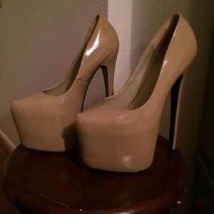 Nude platform heels