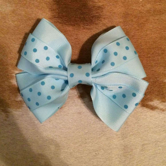 baby blue with bright blue polkadot bow