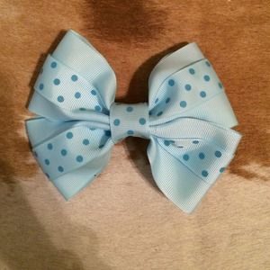 baby blue with bright blue polkadot bow