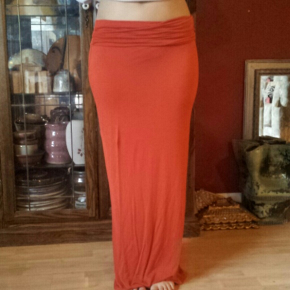 Scarlet colored maxi skirt