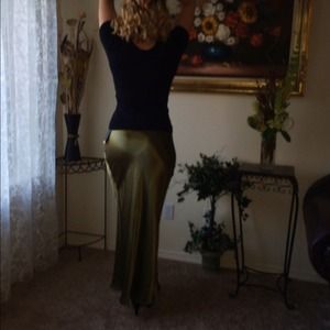 Olive green silk floor length mermaid skirt