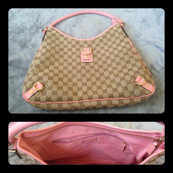 Authentic Gucci Pink & Brown Hand Bag.