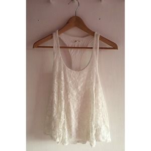 White Razorback Lace Tank